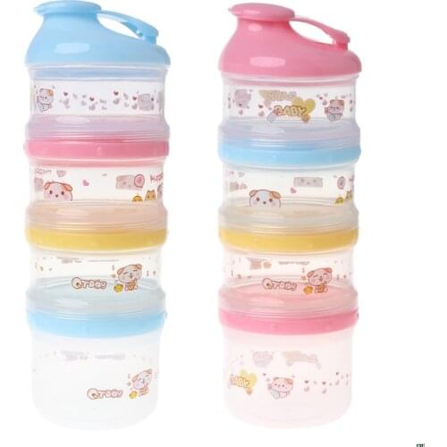 4 Layers Baby Milk Powder Container Portable Formula Food Storage Cartoon Makeup Box