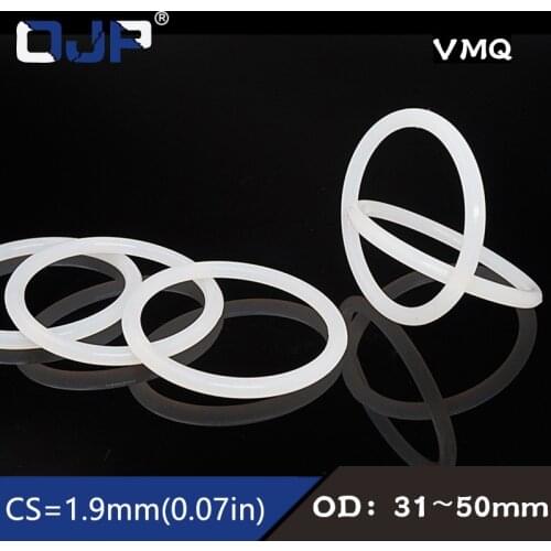 5PCS/lot White Silicon Ring Silicone/VMQ O ring1.9mm Thickness OD31/32/34/35/36/38/40/42/45/46/50mm O Ring Seal Rubber Gasket
