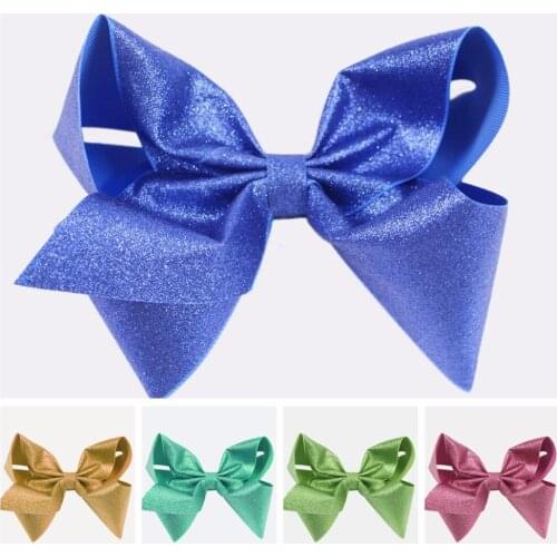 7 inch Bows solid glitter Grosgrain Ribbon Bows With Clip Bow knot Headwear for Children Girls Hair Accessories 1PC/lot