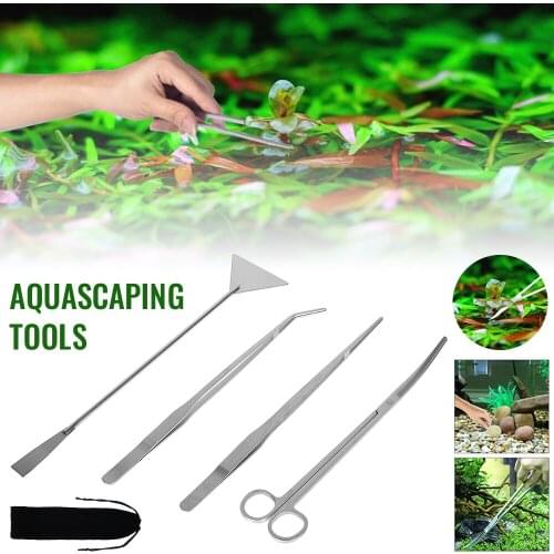 4pc/set Aquarium Tool Aquarium Scissor Tweezers Tool Aquatic Plants Cleaning Tool for Aquarium Maintenance Fish Tank Accessories