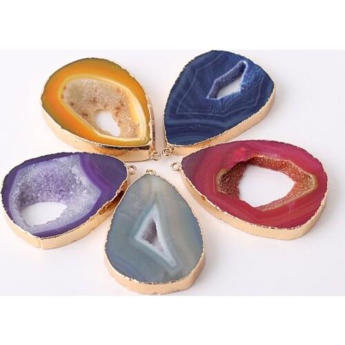 Beadsland Colourful Irregular Hollow Out Nature Stone Pendant DIY Pendant Necklace Bracelet Women Girl Gift