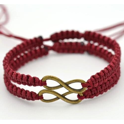 Handmade Bronze Infinity Bracelets Rope Chain Trendy Gift for Women DIY Jewelry Making Charm Braided Pulseira