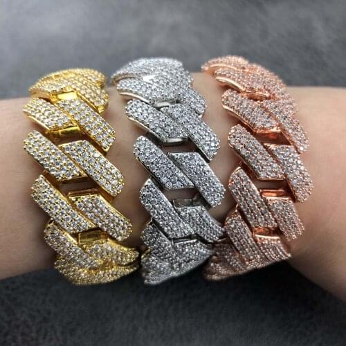 Bracelet three rows of Cuban chain mens Bracelet