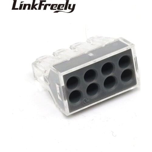 PCT-108 100pcs Quick Wire Connector Teminator Lug 24A 400V 2.5mm^2 8 Pin Spring Faston Terminal Block Connector Set Electric