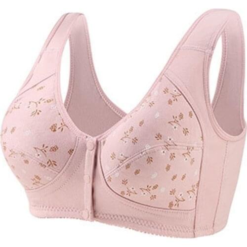 Women Soft Cotton Front-Close Bralette Size 36-46 B C D Cup Big Size Bra Large Size Middle Age Comfortable Everyday Wear