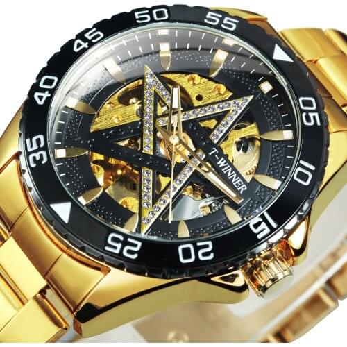 Gold Watch Men Automatic Watches Mens 2020 Top Brand Luxury Clocks Iced Out Mechanical Royal Wristwatch WINNER часы мужские