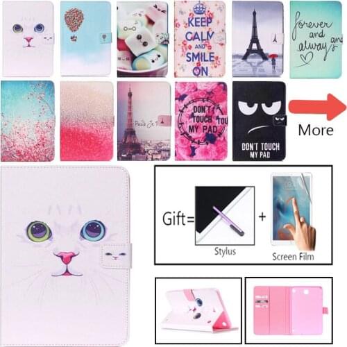 SM-T355 Case For Samsung Galaxy Tab A 8.0"T350 T355 P350 Cover Smart Case Funda Fashion painted Silicone PU Leather Stand Shell