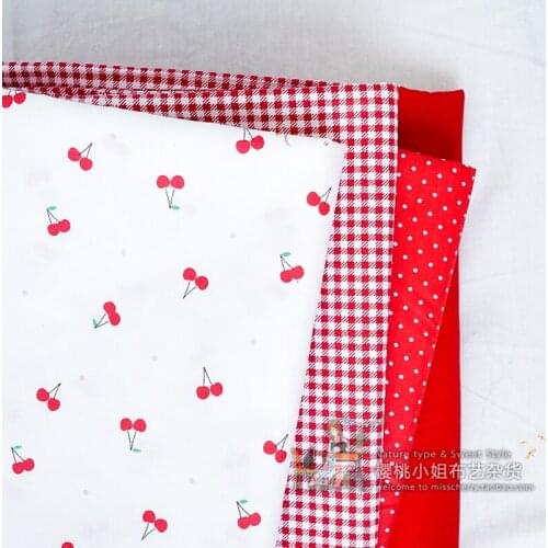 160x50cm Red Fruit Childrens Twill Cotton Soft Fabric Handmade Making Big Childrens Bed Sheet Quilt Cover Cloth
