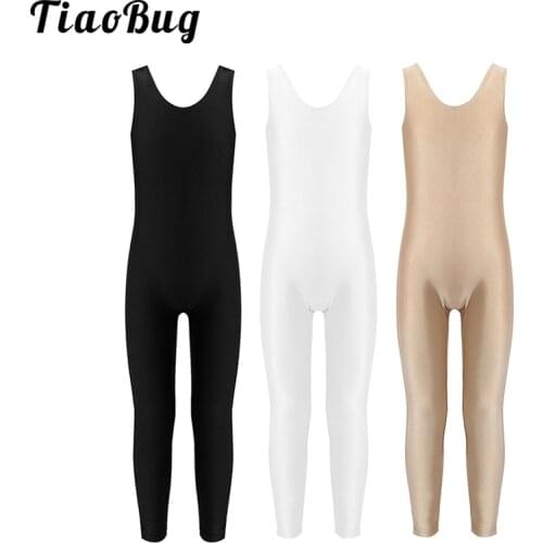 Kids Sleeveless Solid Color Stretchy Gymnastics Leotard Girls Ballet Dancewear Yoga Sports Training Gym Unitards Dance Costume