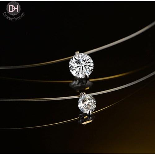 Dreamhonor Zircon Pendant Shiny Choker For Women Fishline Necklace Jewelry Transparent Invisible Line Fashion