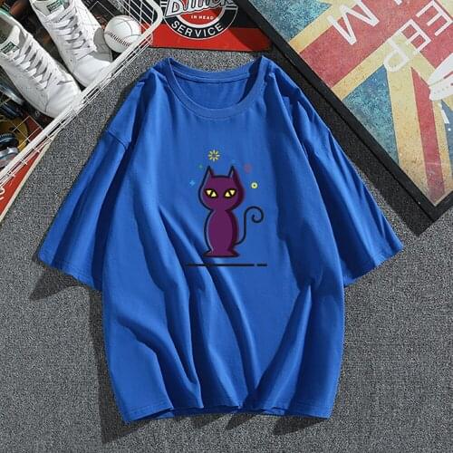 Showtly Smelly Cat T Shirt Women Friends Summer Funny T Shirt Girl and Women Top Tee T Shirts for Couples Personality Clothes