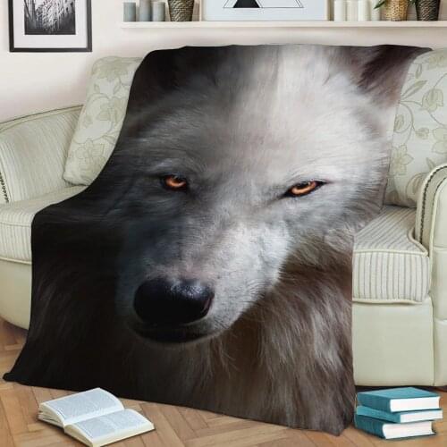 Angry wolf face red eyes Flannel Throw Blanket 3D Printed Keep Warm Sofa Child Blanket Home Decor Textiles Dream Family Gift