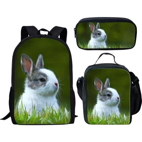 Cartoon children boys and girls canvas casual womens shoulder bag cute rabbit print bag student school bag