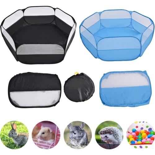 Pet Cage Portable Pet Tent Folding Hedgehog House Small Pet Playpen Puppy Kennel Easy Operation Hexagonal Fence Hamster House