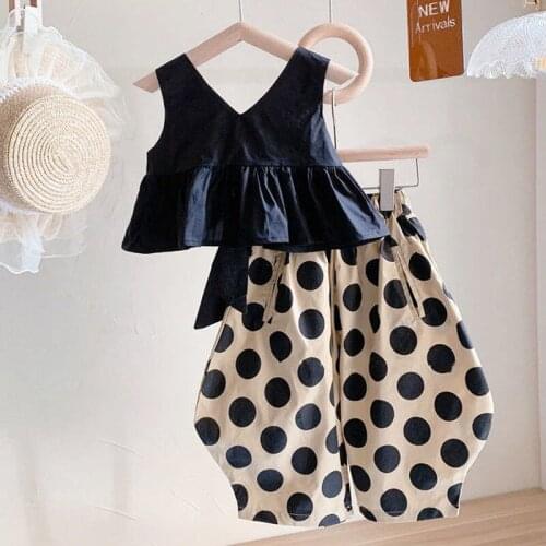 New Summer Baby Girls Clothes Sets Sleeveless T-shirt+Pants 2PCS Fashion Childrens Clothing Suits Kids Outfits 4 6 8 10 12 Year
