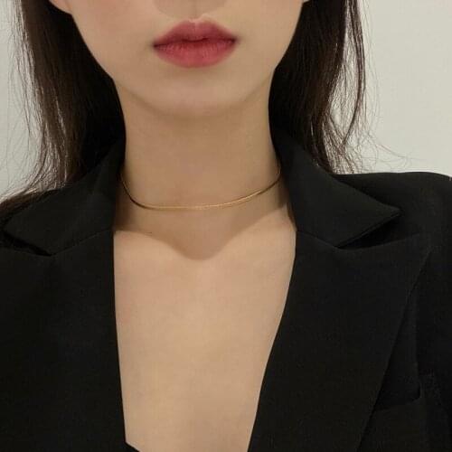 Korea Fashion Metal Necklace Women Aesthetic Jewelry Initial Charms Collarbone Chain Cute Wedding Party Choker Gift Accessories