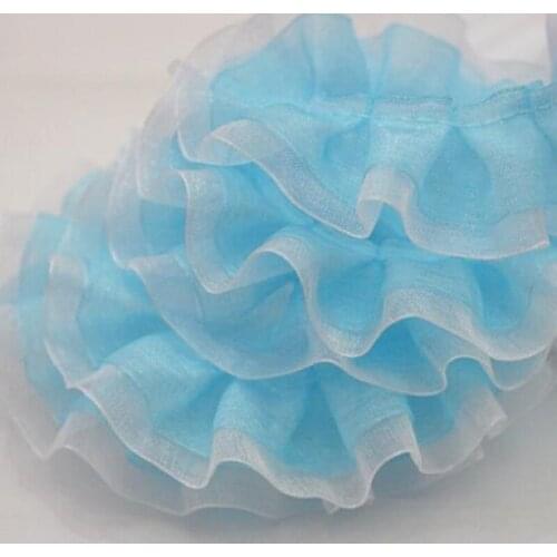 Lace Trim Ribbon Pleated Fabric 2.5cm Wide DIY Craft&Sewing Dress Clothing wedding Accessories double-deck