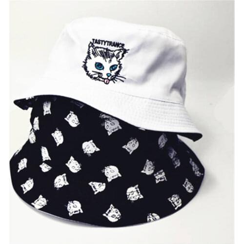 LDSLYJR 2018 Two sided cat print Bucket Hat Fisherman Hat outdoor travel hat Sun Cap Hats for Men and Women 261