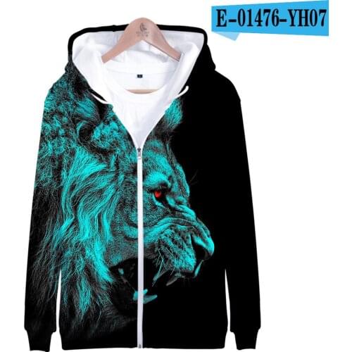 Hot Sale 3D King Lion Hoodies Sweatshirts Men Women Zipper Hoodie Spring Autumn Hoodie King Lion Sweatshirt boy girl Kids jacket