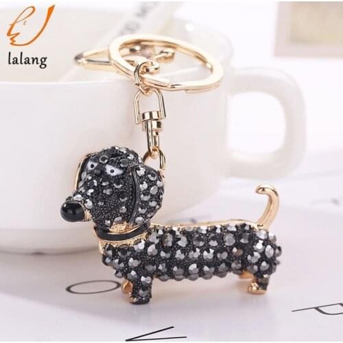 Fashion Dog Dachshund Car Keychain Key Chain Charm Pendant Keys Holder Keyring Gift Car Styling Interior Accessories 2021