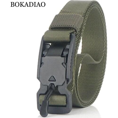 BOKADIAO Military Army Combat man Canvas Belt Magnetic buckle Tactical Belts For Men Nylon Outdoor Training Waistband male strap