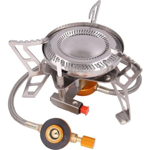 Outdoor Double Ring Gas Stove Camping Gas Burn Folding Electronic Stove Hiking Portable Foldable Split Stoves