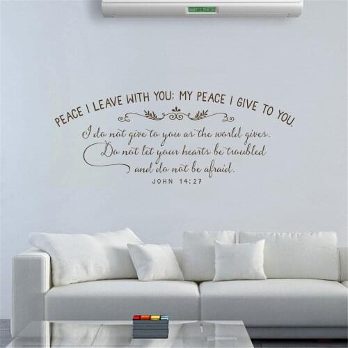 John 14:27 Wall Sticker Bible Verse Wall Decal Religious Home Decor For Living Room Bedroom Vinyl Art Mural DW9501