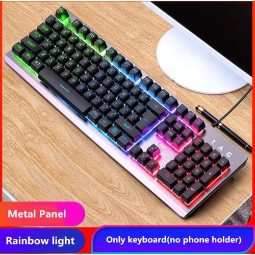 New Metal Gamer Keyboard Mouse Kit Gaming Full Size 104 Keys Mechanical Feeling RGB USB Wired for PC Laptop Computer Office Home