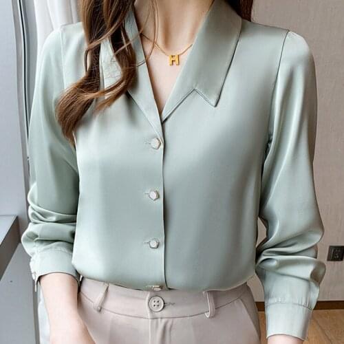 Autumn Women Turn Down Collar Chiffon Blouse Shirt Tops Long Sleeve Blouse Women Blusas Mujer De Moda 2021 Blouses Shirts F178