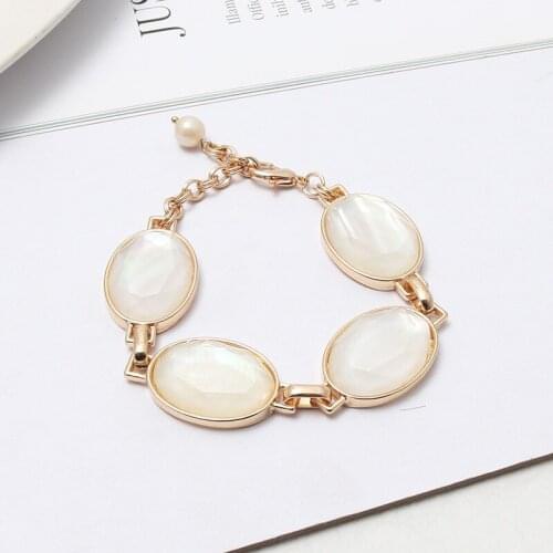 Oval Natural Opal Stone Bracelet Facet Geometric Oval Natural Stone Bracelet for Woman 2020 Trendy Jewelry