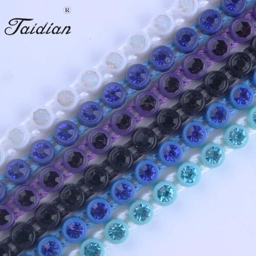Taidian Wholesale Color Crystal Rhinestone Banding Trim for Jewelry Earring Accessories ss8 10yards/card