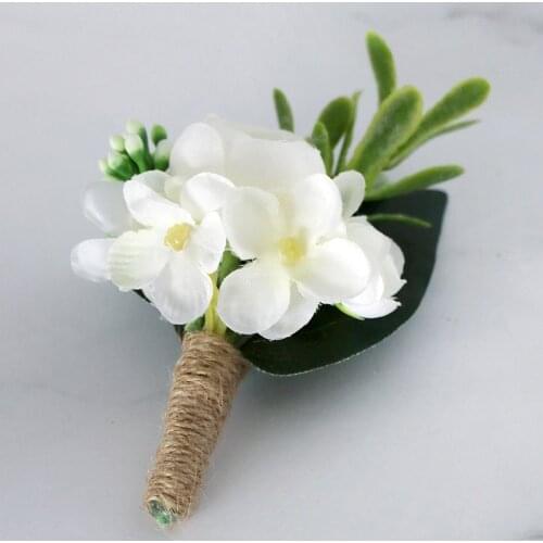Silk Roses Flowers Groom Boutonniere Bridal Wrist Bracelet Wedding Party Decor Women Corsage Brooch Best Man Suit Buttonholes
