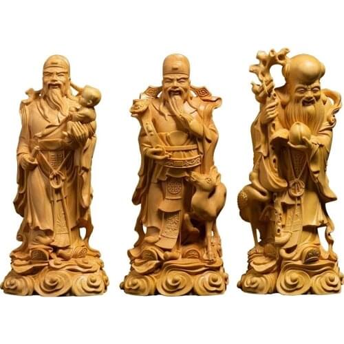 17 / 20CM Three Fortune Fu Lu shou Buddha Statue Three Star Gods Chinese Crafts for Home Decoration