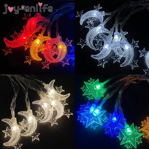 Moon Star LEd Light String Eid Mubarak Decoration for Home Ramadan Kareem Muslim Islamic Decor Hajj Mubarak Eid Gifts Al Adha