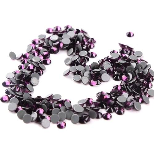 High-Quality Dark Amethyst Hot Fix Rhinestones Crystal AB SS6 To SS30 Flatback Grey Hotfix Rhinestones For Bags,Garment