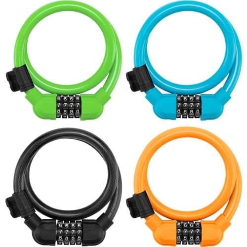 4-Digit Code Password Bike Combination Lock Bike Cable Lock Tough Security Coded Steel Wiring Bicycle Safety Lock
