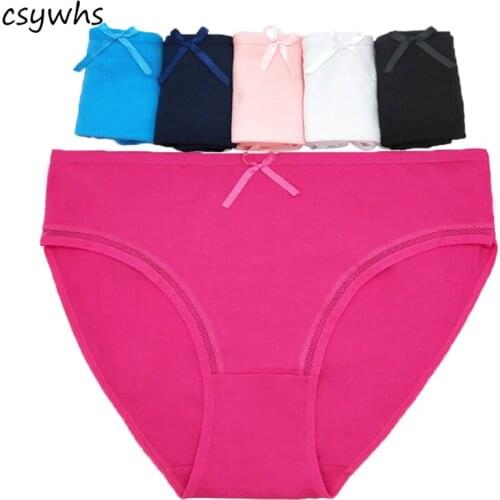 CSYWHS Plus Size 2xl 3xl 4xl Cotton Womens Briefs Appare Mid Waist Solid Color Women Cotton Panties Underwear for Women