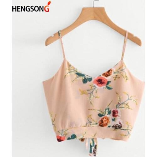 2021 Summer Striped Split Tie Back Crop Cami Top Women Casual Spaghetti Strap Bow Top Vest Knot Beach Vest