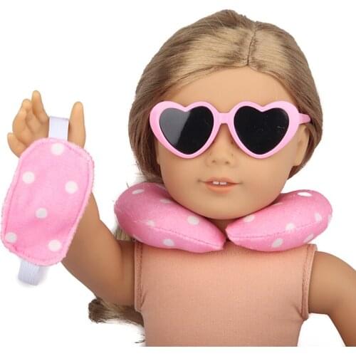 18 Inch American Doll Accessories Comfortable Pillow Eye Mask Pink 2/Set Head-Wear Blindfolded Birthday Gift For Girls