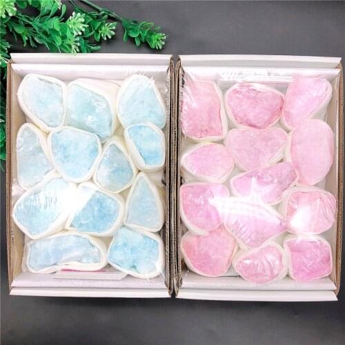 2 Kinds 1 Box Natural Pink Blue Aragonite Crystal Pink Quartz Raw Mineral Reiki Stones Specimen Natural Stones and Minerals