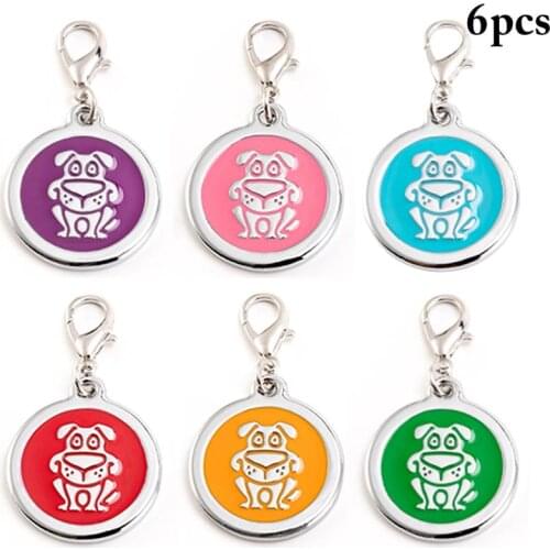 6PCS Pet Tag Cute Cat Dog Pattern DIY Dog Tag Pet ID Tag Pet Personalized Tag