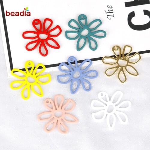 6pcs/bag High Quality Zinc Alloy Flower Hollow 7 Colors For DIY Craft Decoration Supplies