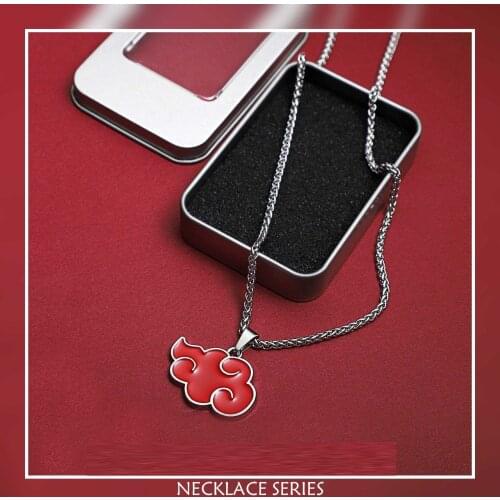 Itachi Uchiha Accessories Action Akatsuki Emblem Necklace Toys For Children Cos Missing-nin Metal Red Cloud Pendant Collectibles