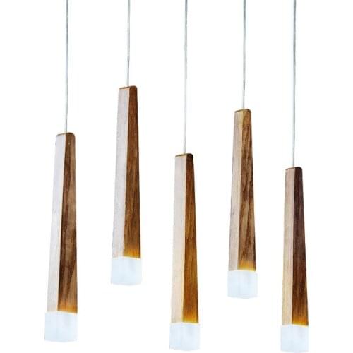 BDBQBL Novelty Wood Pendant Lights Loft Decor Hanglamp for Foyer Living Room Hotel Cafe Restaurant Modern LED Wood Lamp