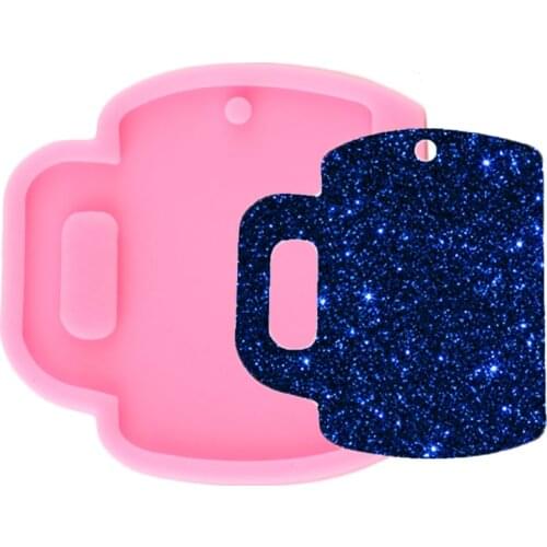 Shiny Glossy Glass Cup Silicone Molds Epoxy Resin Keychain Mold Polymer Clay Pendant Mould DIY Handmade Charms Moulds