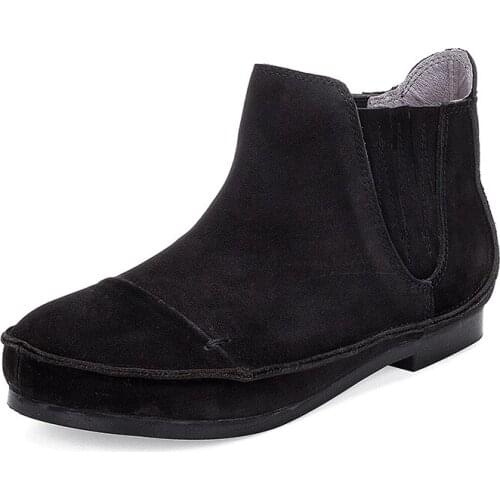 6066-19 Handmade Literature and Art Head Cowhide Leather Shoe Soft Bottom Round Headed Womens Shoes Leisure Single Bare Boots