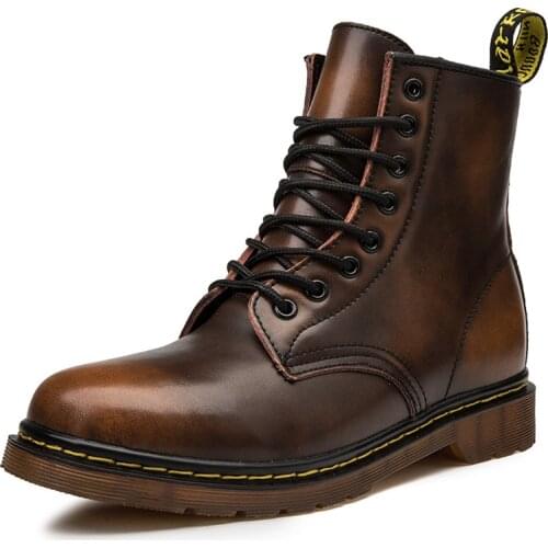 Coturno Women Martins Leather shoes High Top Fashion Winter Warm Snow shoes Dr. Motorcycle Boots Brown Couple Unisex Doc boots