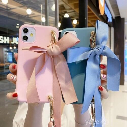 Case for Samsung Galaxy S21 Ultra S20 FE S10 Plus S10E Lite S9 S8 Plus S7 Edge Note 20 10 9 8 Candy Bowknot Phone Cover Lanyard