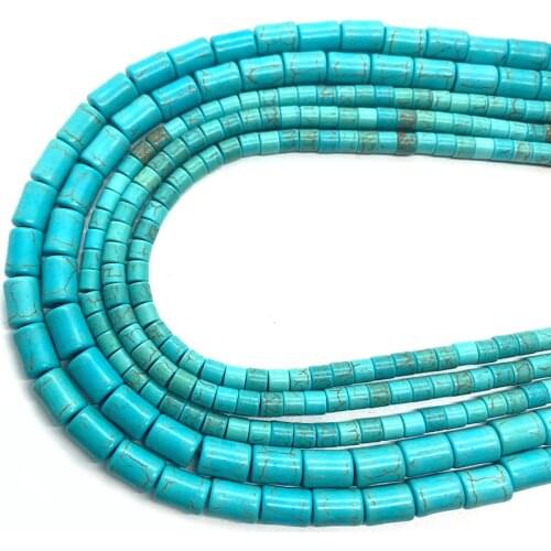 Cylindrical Blue Turquoise Beads DIY Jewelry Making Fashion Necklace Bracelet Jewelry Hundred Matching Pieces Wholesale