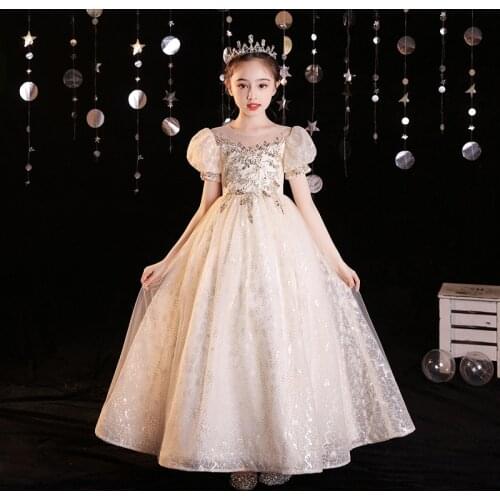 Children Formal Prom Dress Flower Girls Wedding Evening Clothes Kids Sequins Dresses for Girls Princess Party Long Ball Gown